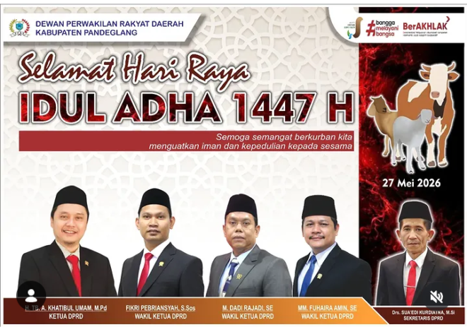 Dewan Perwakilan Rakyat Daerah Kabupaten Pandeglang, Mengucapkan Selamat Hari Raya Idul Adha 1447 H