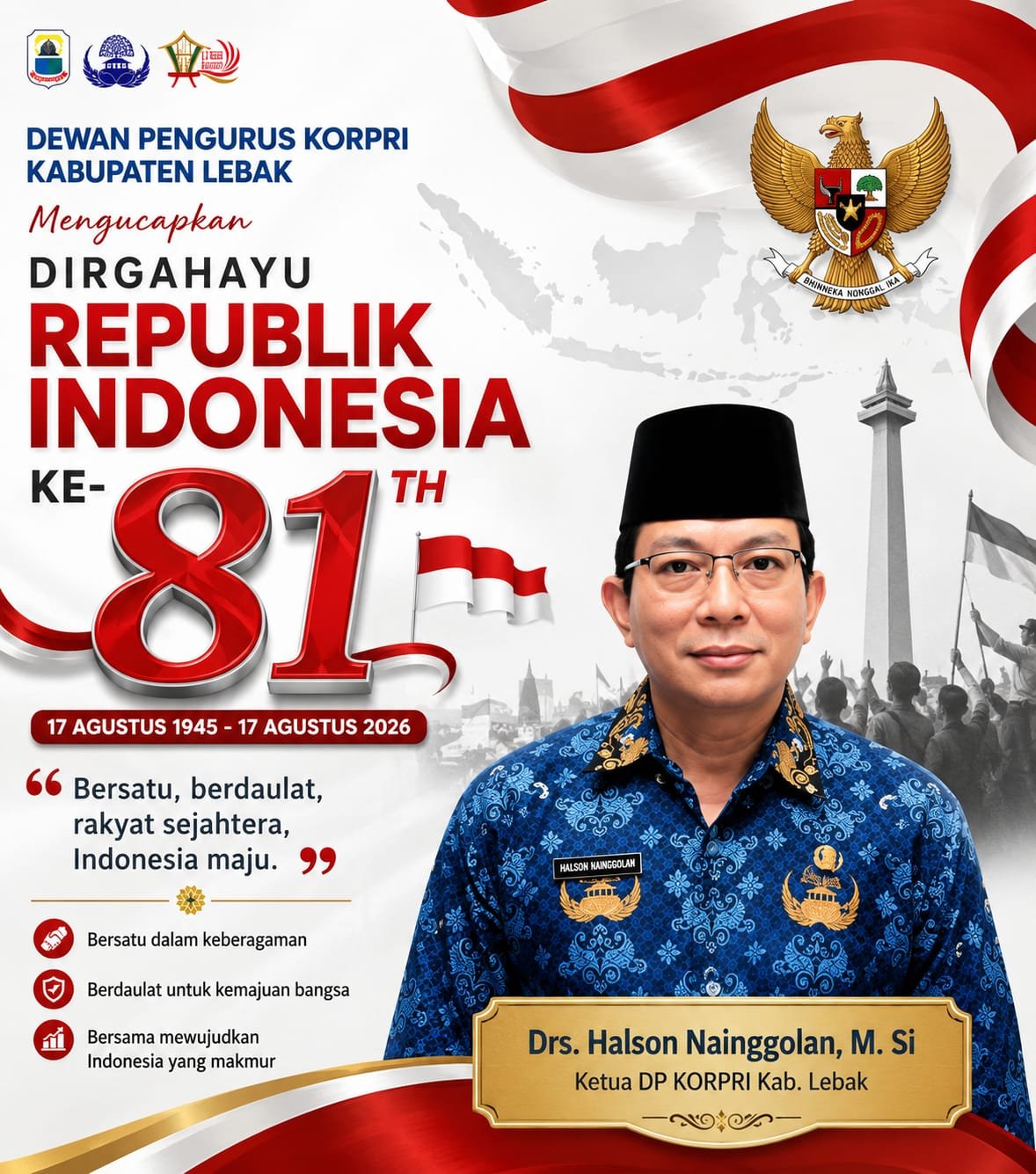 Selamat Memperingati HUT RI ke-81 pada 17 Agustus 2026